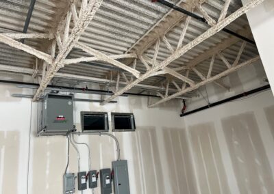 This is a job we are doing soon and will have the finished pictures This is a new building RTU rough in. We will be back to run the ductwork. Soon to be a Pilates studio.