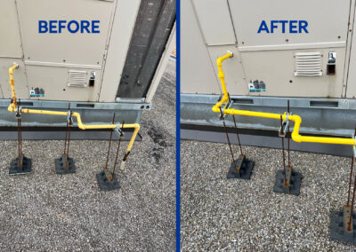 Before and after of rusting gas line.