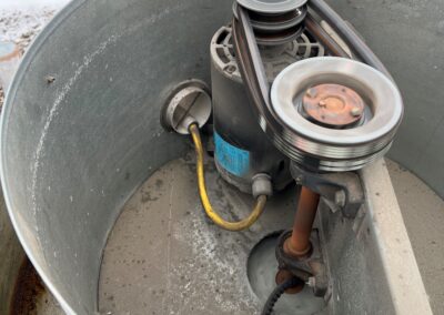 This is an exhaust fan. During maintenance we noticed one of the belts wearing more then the other and replaced both for optimum efficiency.